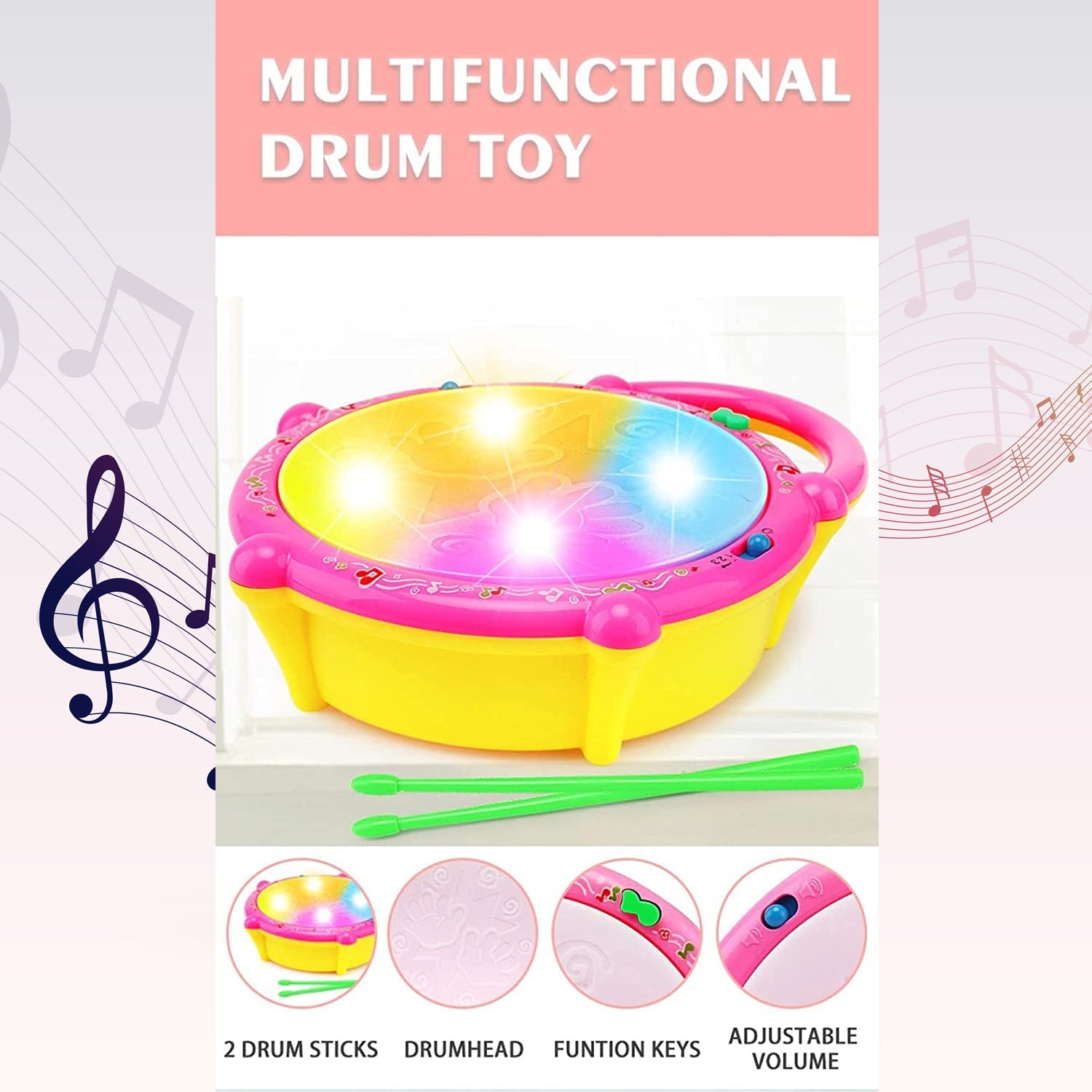 4461 Flash Drum Toys for Kids with Light & Musical Sound Colorful Plastic Baby Drum Musical Toys for Children Baby Toy Instrument Best Gift for Boys & Girls. DeoDap 4461 Flash Drum Toys for Kids with Light & Musical Sound Colorful Plastic Baby Drum Musical Toys for Children Baby Toy Instrument Best Gift for Boys & Girls. DeoDap